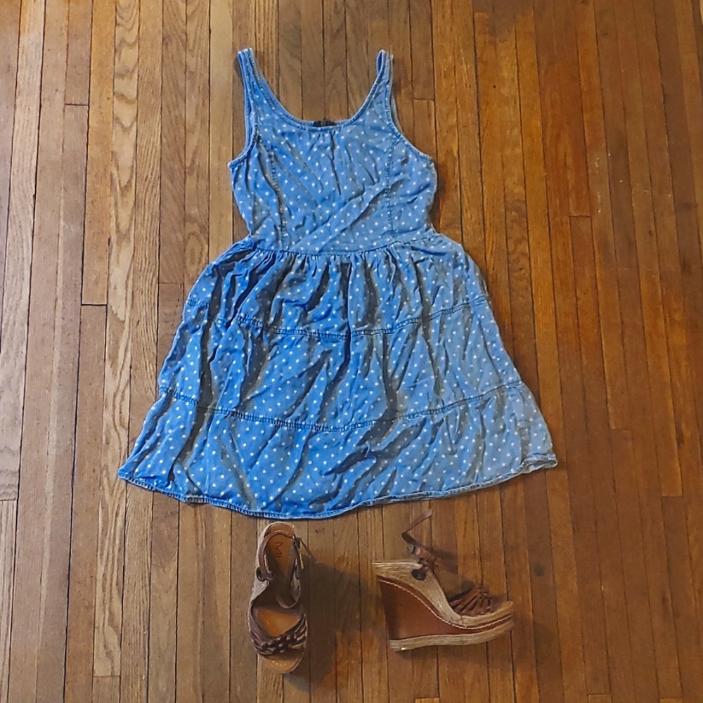 Blue Polkadot Babydoll Dress